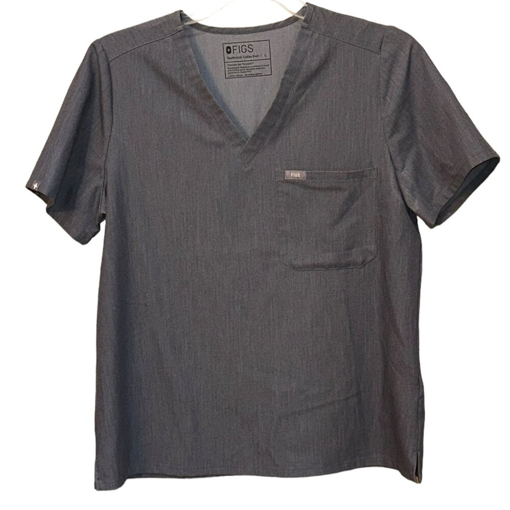 FIGS Catarina One-Pocket Scrub Top Graphite Size Large Medical Healthcare Nurse‎